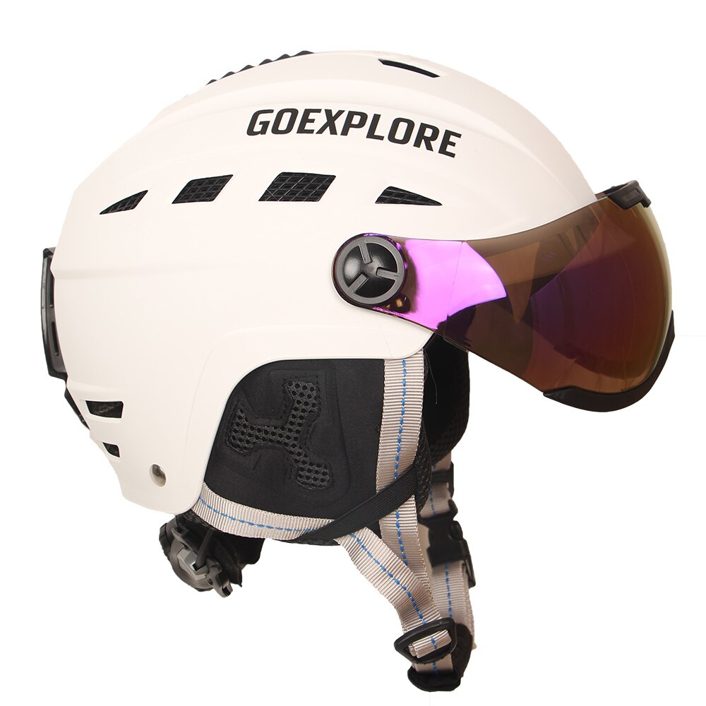 Goexplore-스노우 보드 헬멧, 성인용 ABS + EPS 및 PC 바이저 일체형 경량 야외 스포츠 스노우 스케이트 보드 스키 헬멧